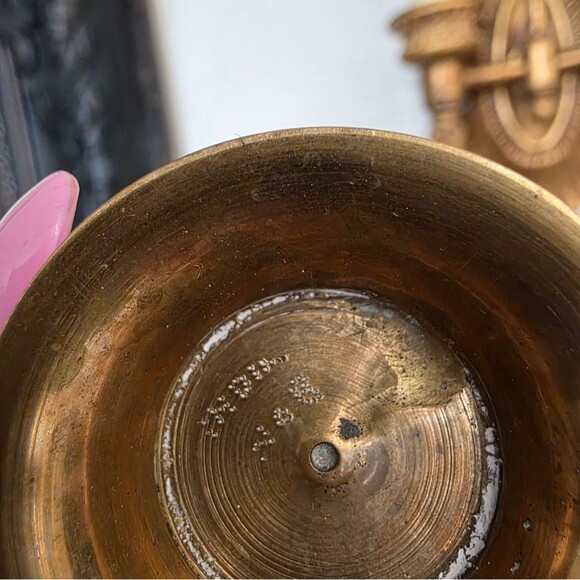 Vintage Small India Brass Etched Decorative Vase 3.25” Tall - Picture 7 of 9